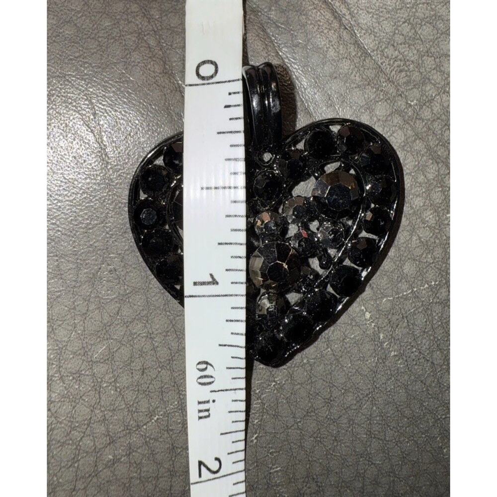 -NECKLACE Black Marcasite On Black 19” Heart Shaped - Picture 11 of 12